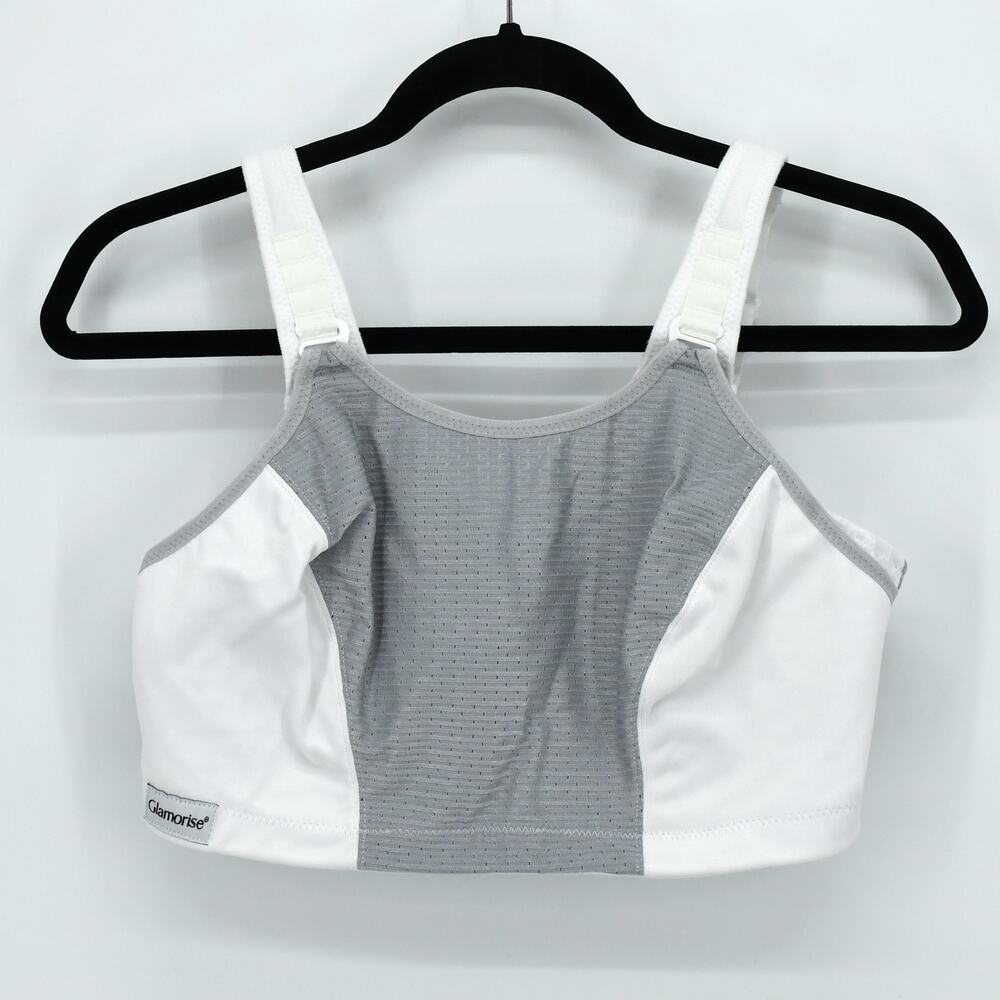 Glamorise Custom Control Wire-Free Sports Bra White 38F - Picture 2 of 4